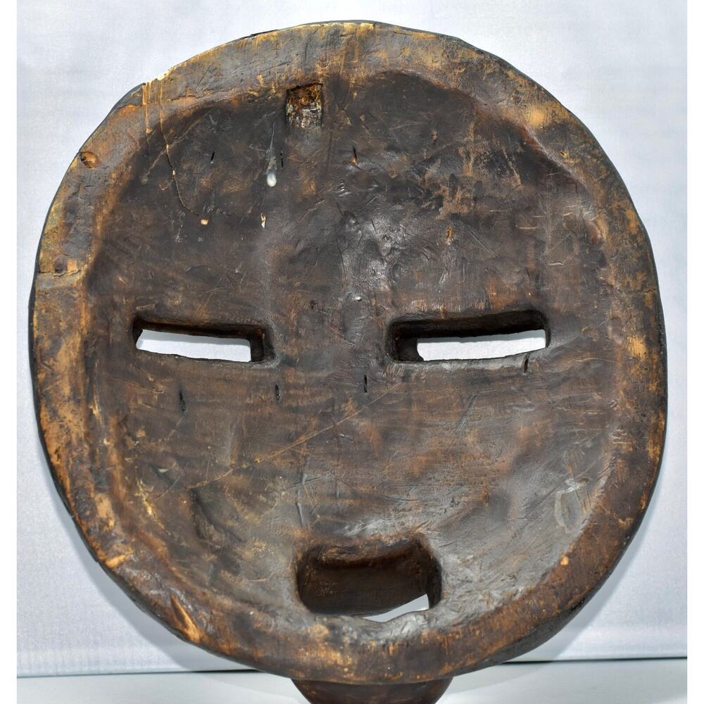 African Baluba Wood Brass Beaded Mask Luba Handmade Ceremonial Bantu Art - Picture 5 of 13